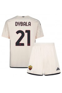 AS Roma Paulo Dybala #21 Jalkapallovaatteet Lasten Vieraspeliasu 2023-24 Lyhythihainen (+ Lyhyet housut)
